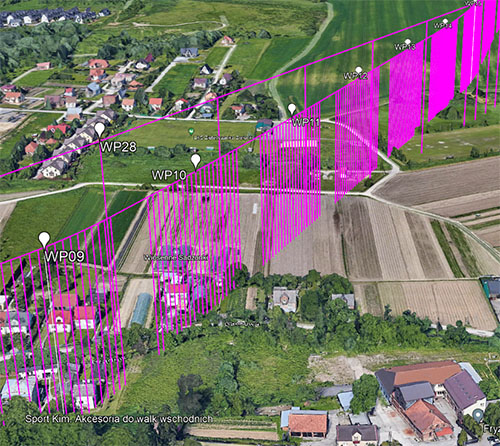 Zaplanowane misje dronem według trasy GPS 
